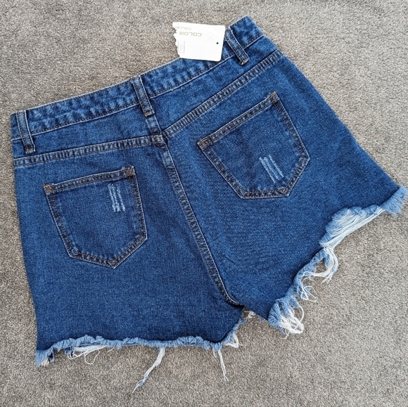 HERITAGE Falmer high rise distressed raw denim shorts size Medium / Large - Picture 8 of 11